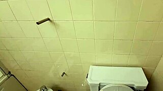 cuckold wife fucks guest in party bathroom