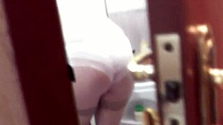 Mature milf frina showers as roommate watches and films her
