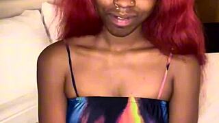 Redhead ebony takes monster black cock in dorm