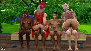 brigitte and brianna take turns with big black cocks in gangbang