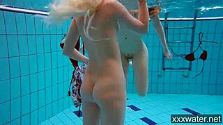 Hot russian girls swimming nude in pool