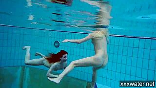 Hot russian girls swimming nude in pool