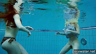 Hot russian girls swimming nude in pool