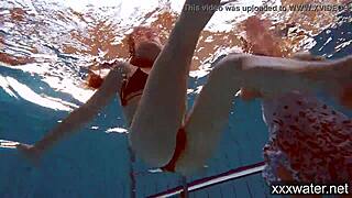 Hot russian girls swimming nude in pool