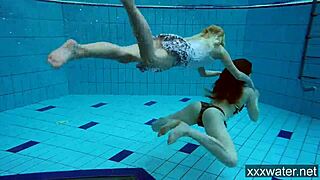 Hot russian girls swimming nude in pool