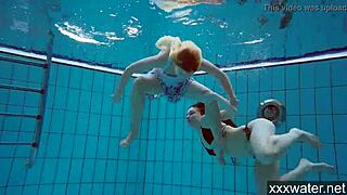 Hot russian girls swimming nude in pool