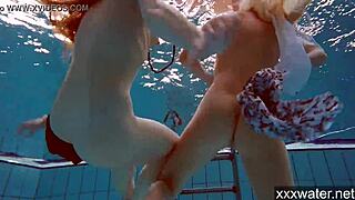 Hot russian girls swimming nude in pool