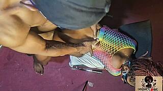 Getting my juicy bubble butt plowed by heavy african bbc watch n cum skyview pt2
