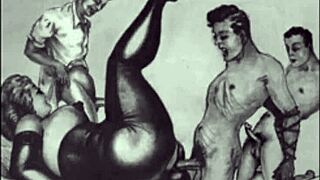 Vintage art pieces on display