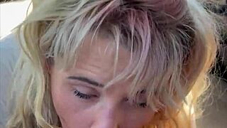 Pretty Hooker Kneels For Cum Mouth