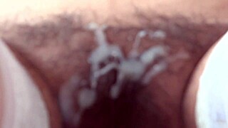 stepmom didnt let me penetrate her and she received two big cumshots on her hairy pussy