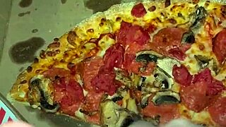 Pizza leads to kinky masturbation and cum on food for this arab teen