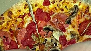 Pizza leads to kinky masturbation and cum on food for this arab teen