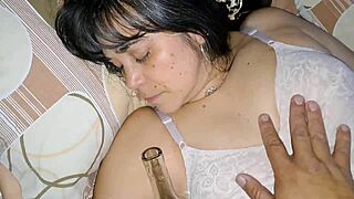 mommy is rough fucking with bottle hairy pussy