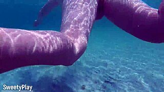 creampie whore swimming underwater gets huge facial