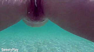 creampie whore swimming underwater gets huge facial