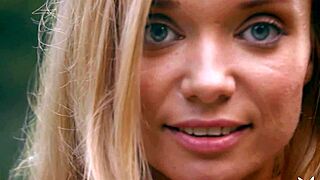 petite blonde milf zhenya belaya strips and poses outdoor