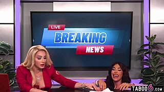 Trans news anchors fuck female producer during live broadcast