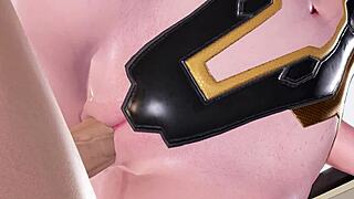 Sexy 3d hentai girl spreads for doggystyle creampie!