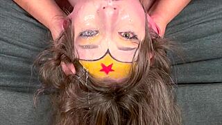 wonder woman extreme sloppy facefuck challenge watch me not blink