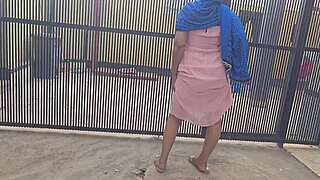 Arabian mom masturbates outside near road