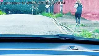 Teen flashes and fucks teacher outside