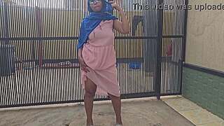 Arabian mom masturbates outside near road