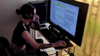 our shy coworker joins us for a threesome with his big dick