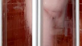 sexy milf housewife in hot bathroom shower