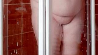 sexy milf housewife in hot bathroom shower
