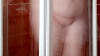 sexy milf housewife in hot bathroom shower