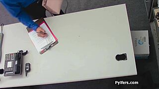 Perky teen thief moans on guards fat dick