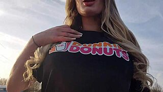 Stranger fucks blonde at dunkin donuts and cums