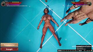 vittoria fights vilkor while naked in 3d