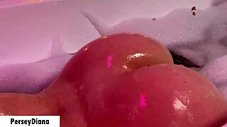 curvy girl with bubble butt at bath getting thick cock with cum on mouth