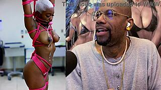 Tight bald tan pussy baddie gets ass fucked in bondage