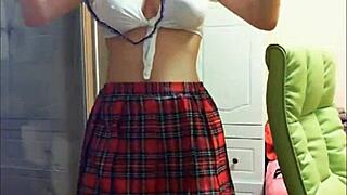 Girl reveals boobs on webcam.