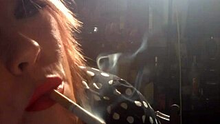 British BBW Tina Snua smokes with dangling drifts and cone exhales.