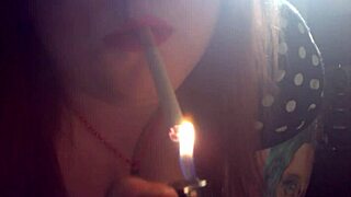 British BBW Tina Snua smokes with dangling drifts and cone exhales.