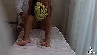 camera captures married latina in short dress stroking tantric masseur during amateur session