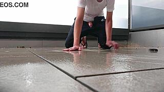 hey, imagine jerking off on that rainy balcony in flip flops and wet jeans, masked up for fun