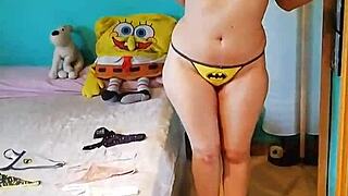 Trying on my new tiny thongs, wanna see?