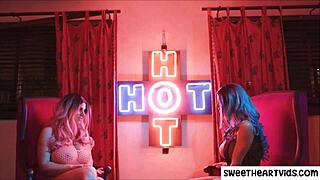 lesbian milfs lick pussies in a dark room fuck