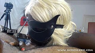 Amazing ebony girl with stunning lips delivers a sloppy blowjob for hours in part 20