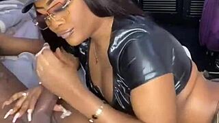 Sexy ebony teen gives sloppy blowjob in pov homemade