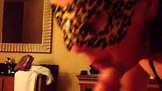 Masked mature milf sucks husband's cock in costume