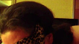 Masked mature milf sucks husband's cock in costume