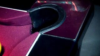 blonde with big tits relaxes by the pool table