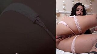 Wet pussy plays with a transparent dildo