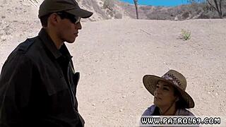 Small Titted Mexican Brunette In Uniform Gets Face Fucked By Cop Outdoors Before Real Cops Arrive